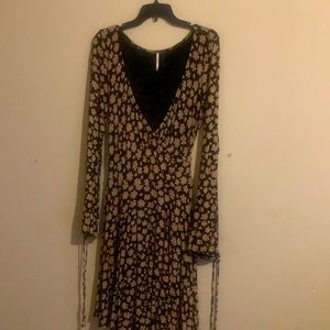 Bp black printed long sleeve mini dress